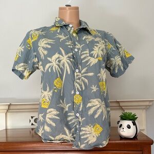 Nickelodeon Gray and Yellow Tropical Men's Shirt